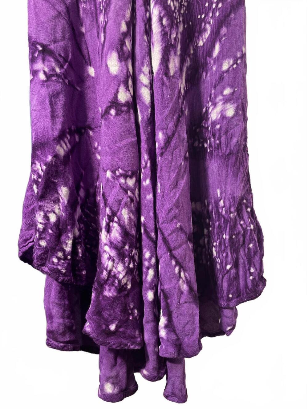 Tie Dye Dress Women's OS Purple Embroidered Bohemian Hippie - Picture 3 of 8